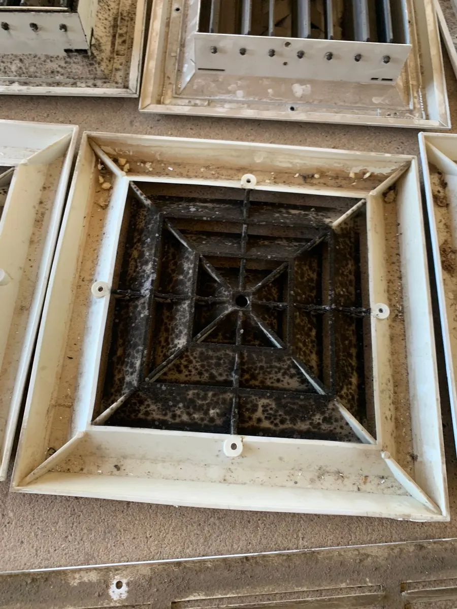 Real duct cleaning job photo — buildup inside a residential duct system